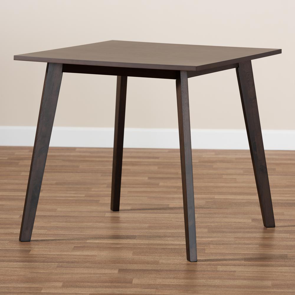 Baxton Studio Britte Mid-Century Modern Dark Oak Brown Finished Square Wood Dining Table. Picture 14
