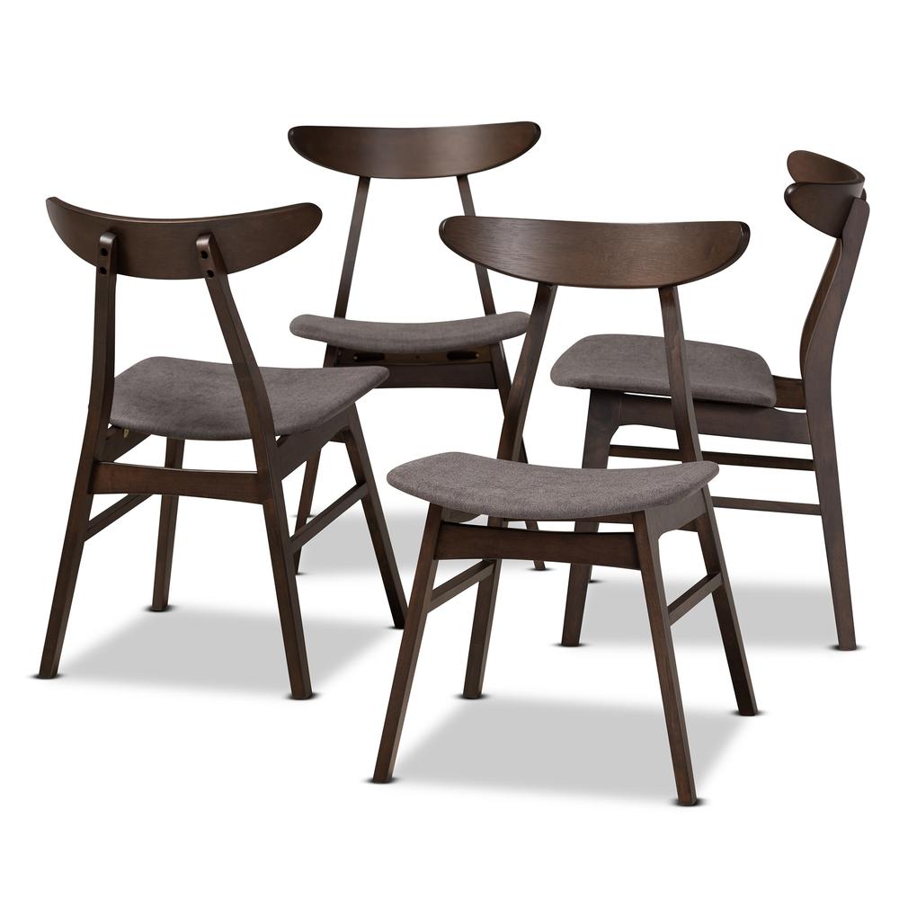 Dark Oak Brown Finished 4-Piece Wood Dining Chair Set Set. Picture 6