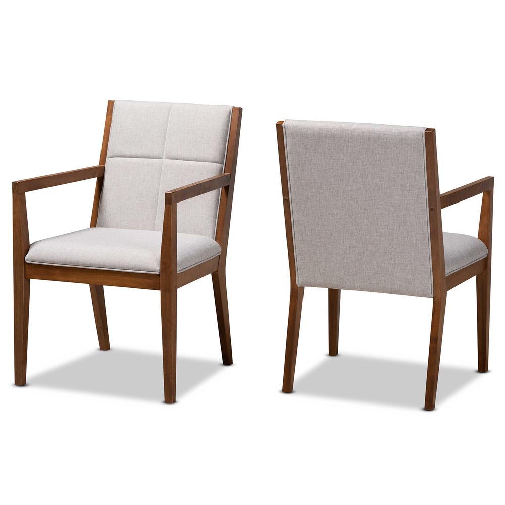 Baxton Studio Theresa Greige and Walnut Effect 2-Piece Chair Set. Picture 10