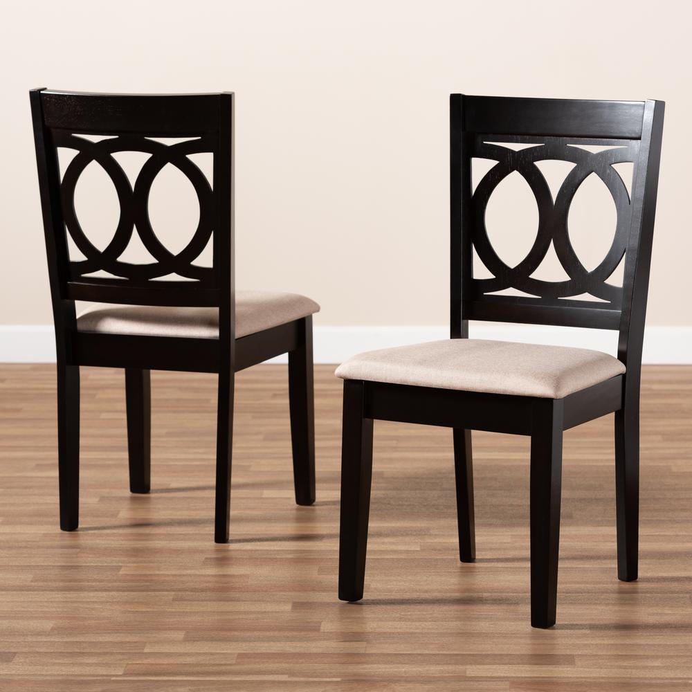 Fabric Upholstered Espresso Brown Finished Wood 2-Piece Dining Chair Set Set. Picture 13