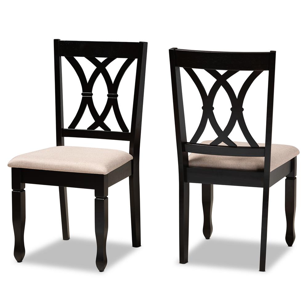 Fabric Upholstered Espresso Brown Finished Wood 2-Piece Dining Chair Set Set. Picture 9