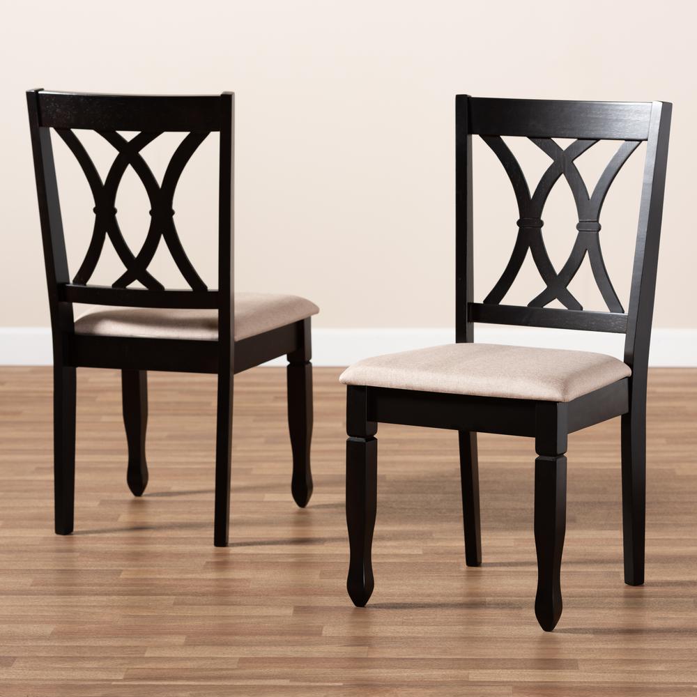 Fabric Upholstered Espresso Brown Finished Wood 2-Piece Dining Chair Set Set. Picture 15