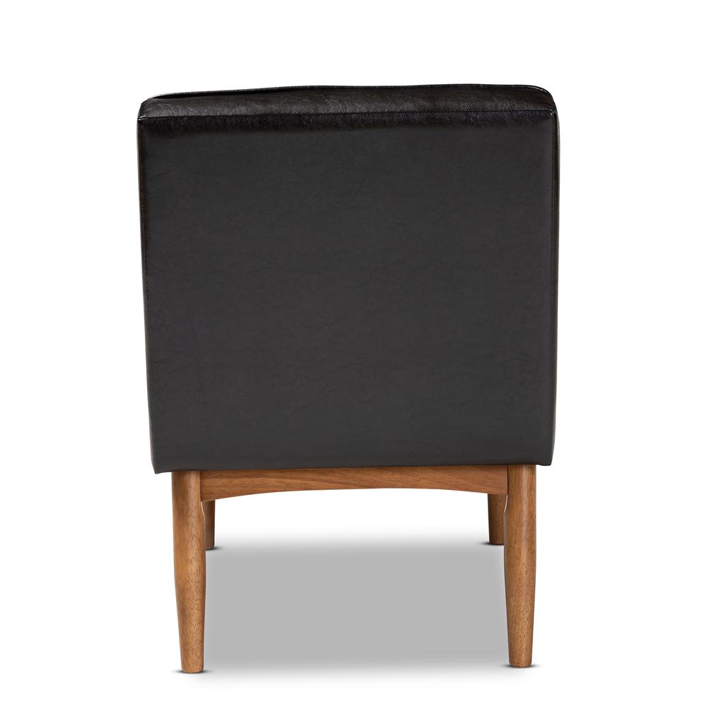 Arvid Mid-Century Modern Dark Brown Faux Leather Upholstered Wood Dining Chair. Picture 13