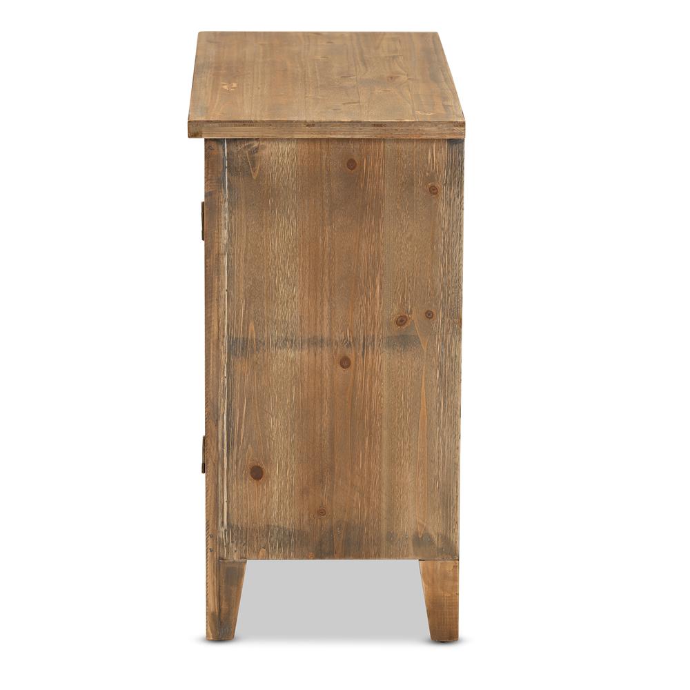 Transitional Medium Oak Finished 2-Door Wood Spindle Accent Storage Cabinet. Picture 13
