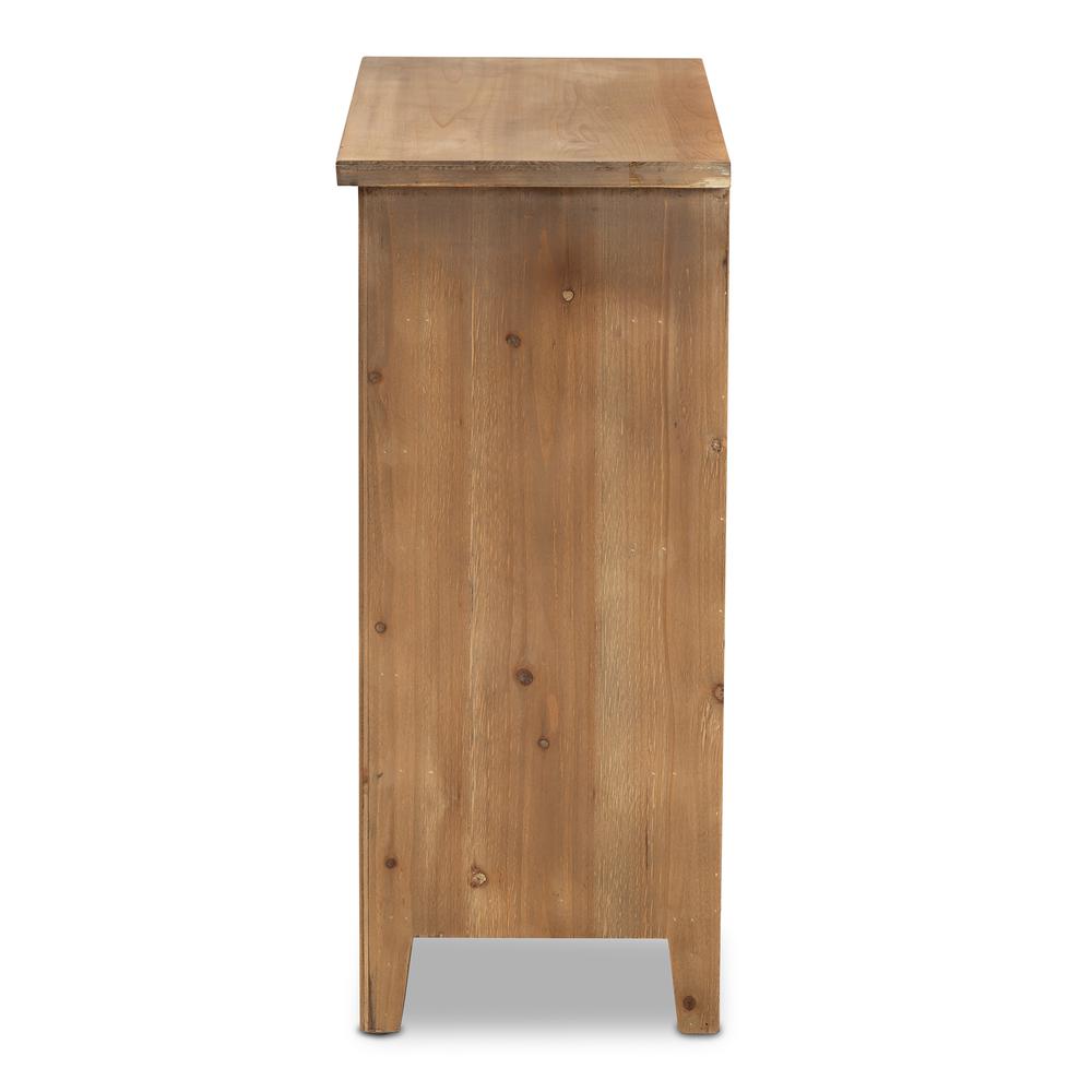 Transitional Medium Oak Finished 3-Drawer Wood Spindle Storage Cabinet. Picture 13