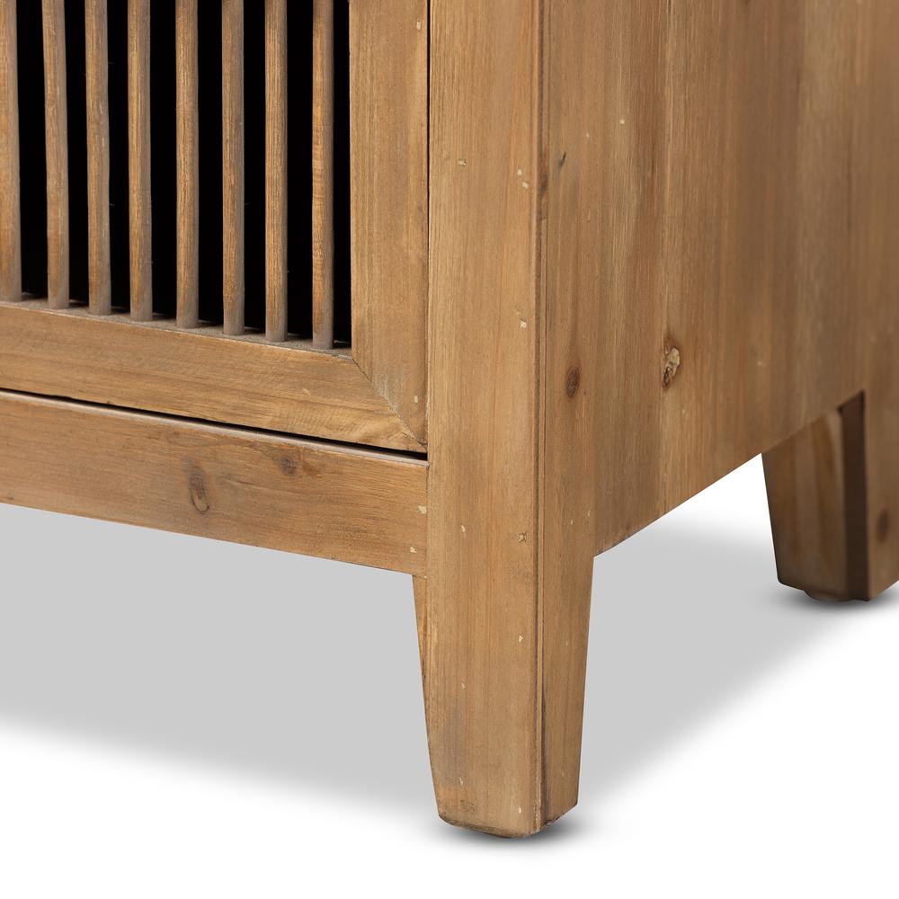 Transitional Medium Oak Finished 3-Drawer Wood Spindle Storage Cabinet. Picture 15