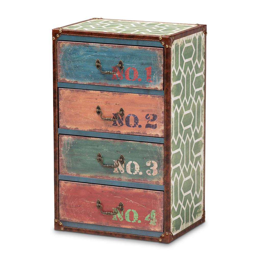 Inspired Multicolor Finished Wood 4-Drawer Accent Storage Cabinet. Picture 9