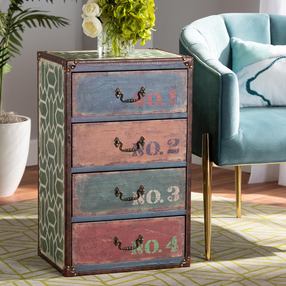 Inspired Multicolor Finished Wood 4-Drawer Accent Storage Cabinet. Picture 14