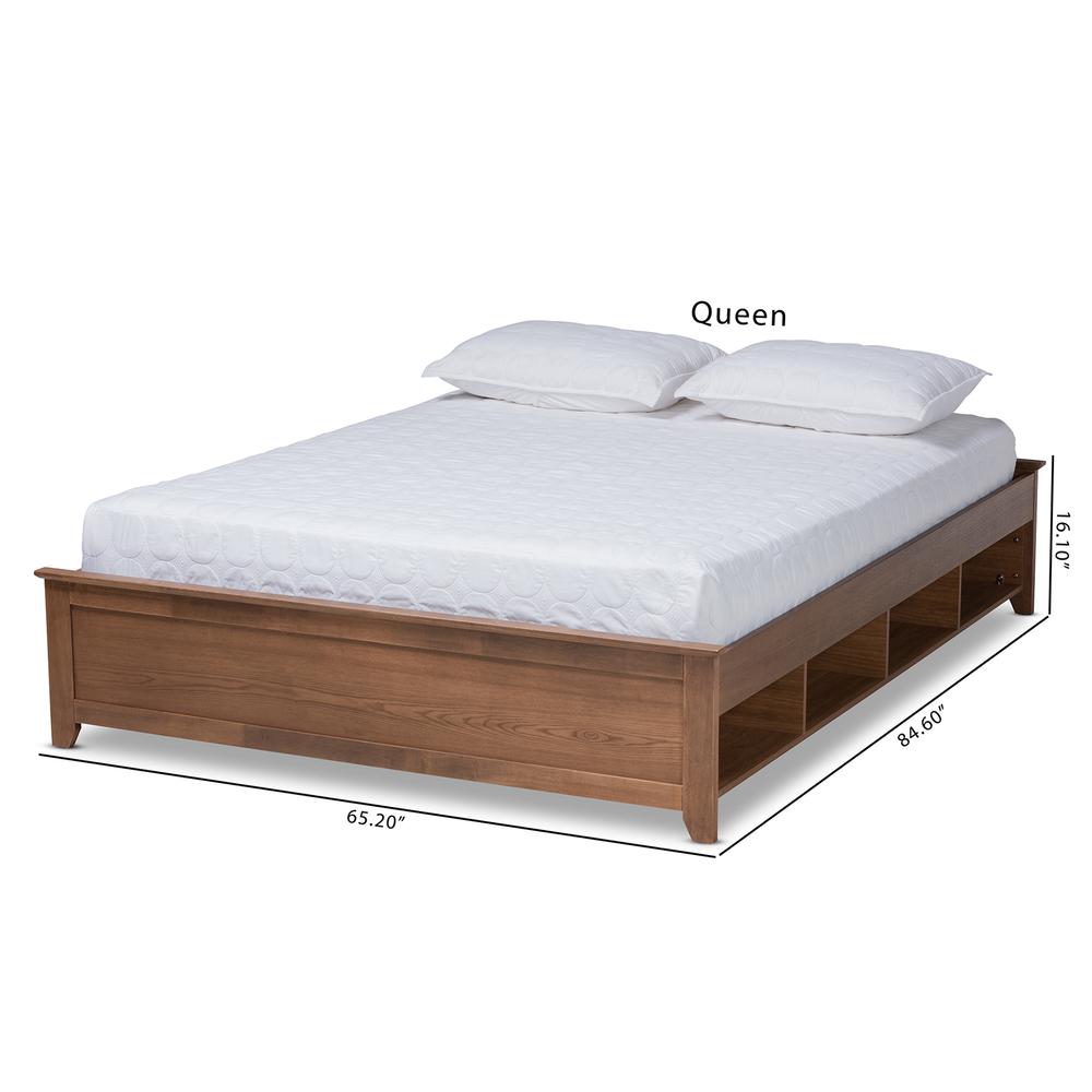 Baxton Studio Anders Traditional and Rustic Ash Walnut Brown Finished Wood Queen Size Platform Storage Bed Frame with BuiltIn Shelves. Picture 7