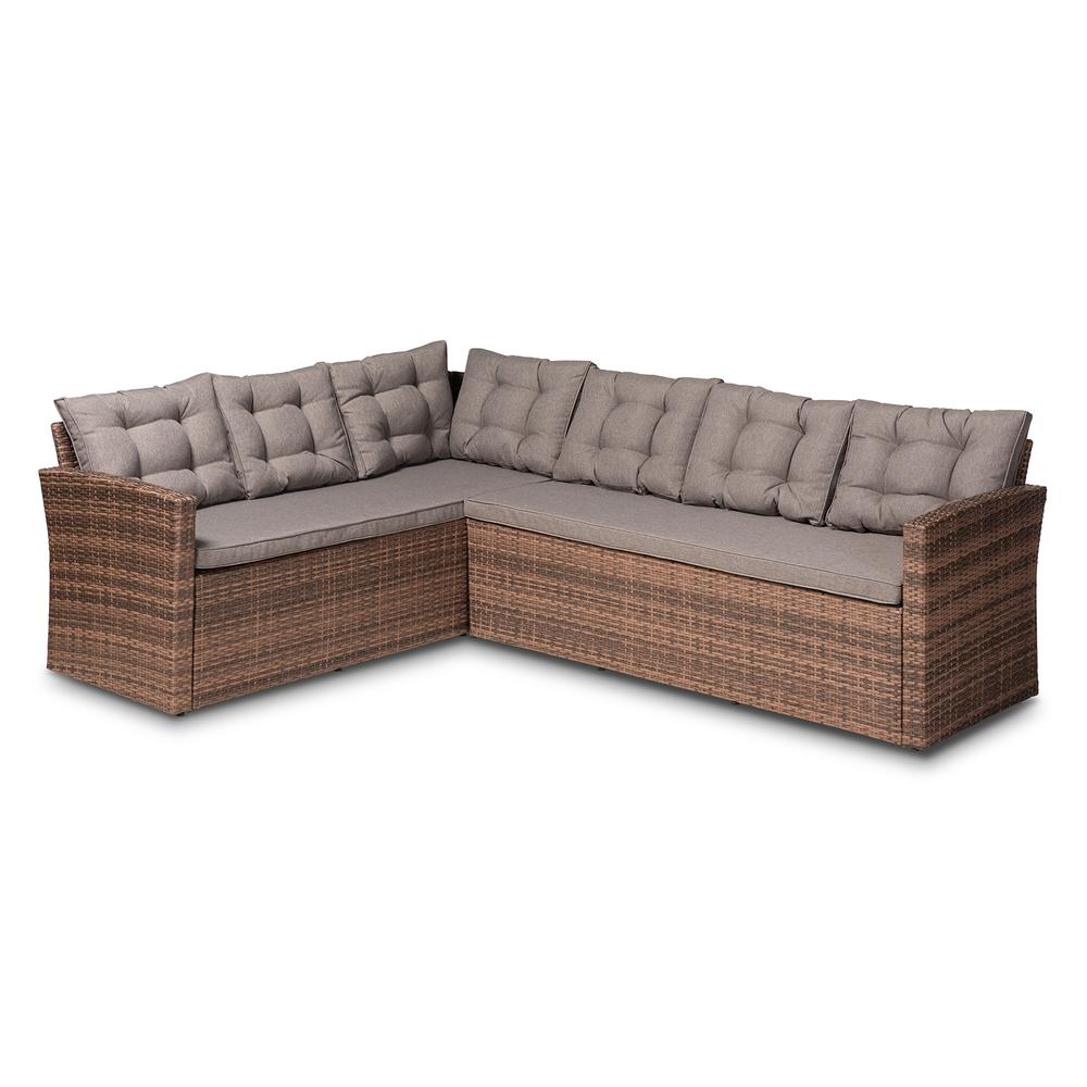 Brown Finished 4-Piece Woven Rattan Outdoor Patio Set. Picture 11