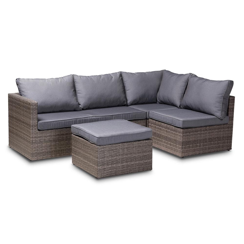 Brown Finished 4-Piece Woven Rattan Outdoor Patio Set. Picture 9