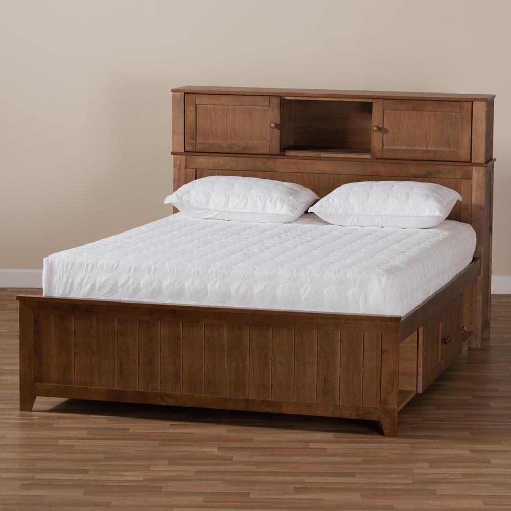 Transitional Walnut Brown Finished Wood Queen Size Platform Storage Bed. Picture 23