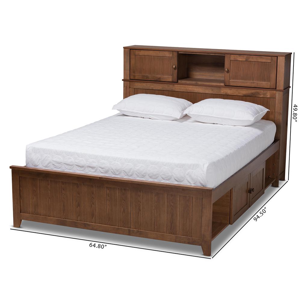 Transitional Walnut Brown Finished Wood Queen Size Platform Storage Bed. Picture 24