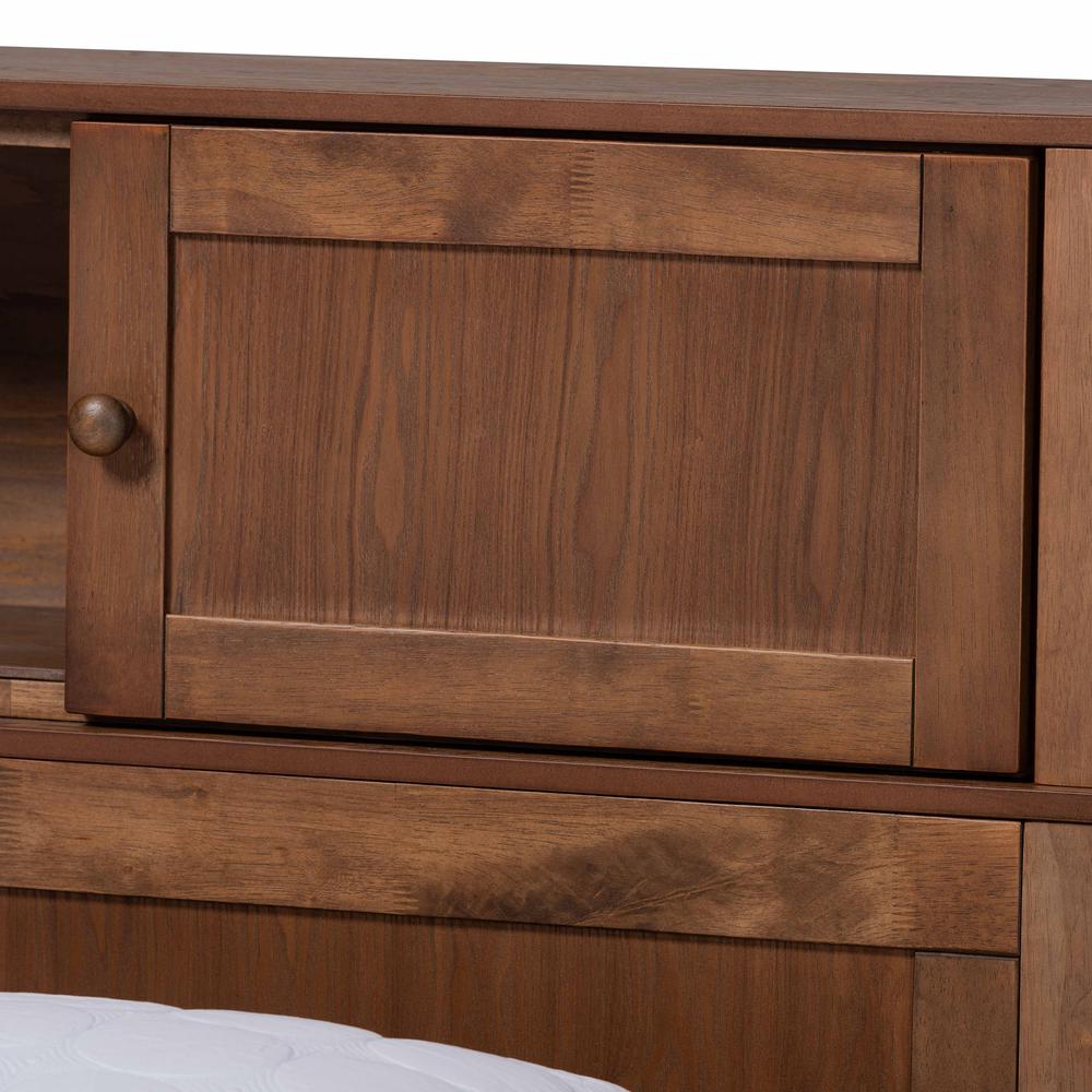 Transitional Walnut Brown Finished Wood Queen Size Platform Storage Bed. Picture 18