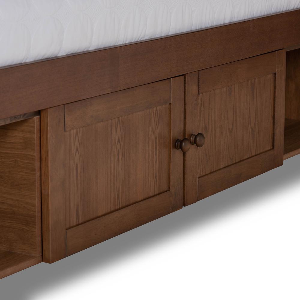 Transitional Walnut Brown Finished Wood Queen Size Platform Storage Bed. Picture 19