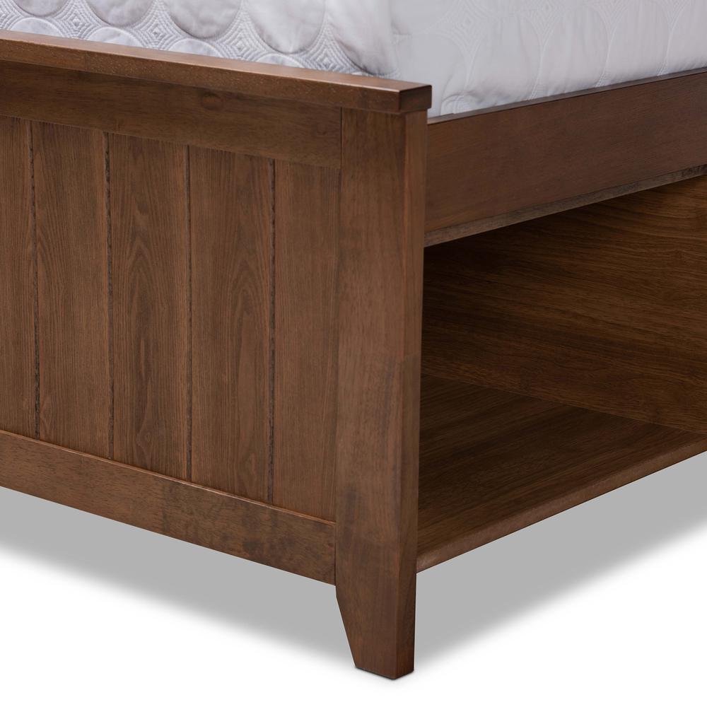 Transitional Walnut Brown Finished Wood Queen Size Platform Storage Bed. Picture 20