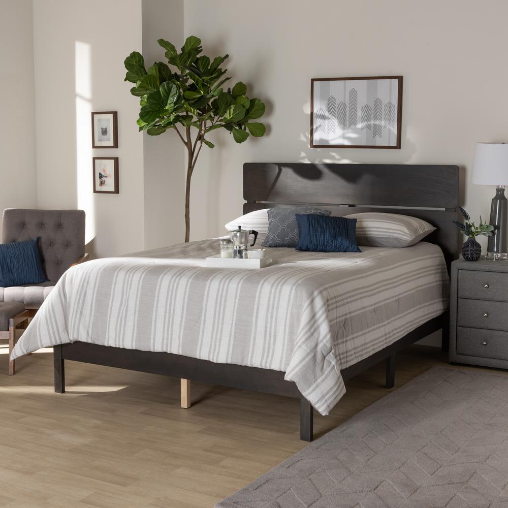Anthony Modern and Contemporary Dark Grey Oak Finished Wood Full Size Panel Bed. Picture 16