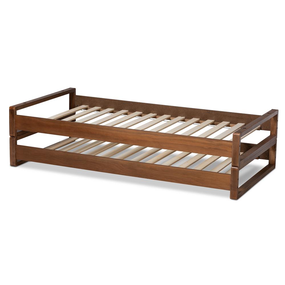 Walnut Finished Wood Expandable Twin Size to King Size Bed Frame. Picture 15