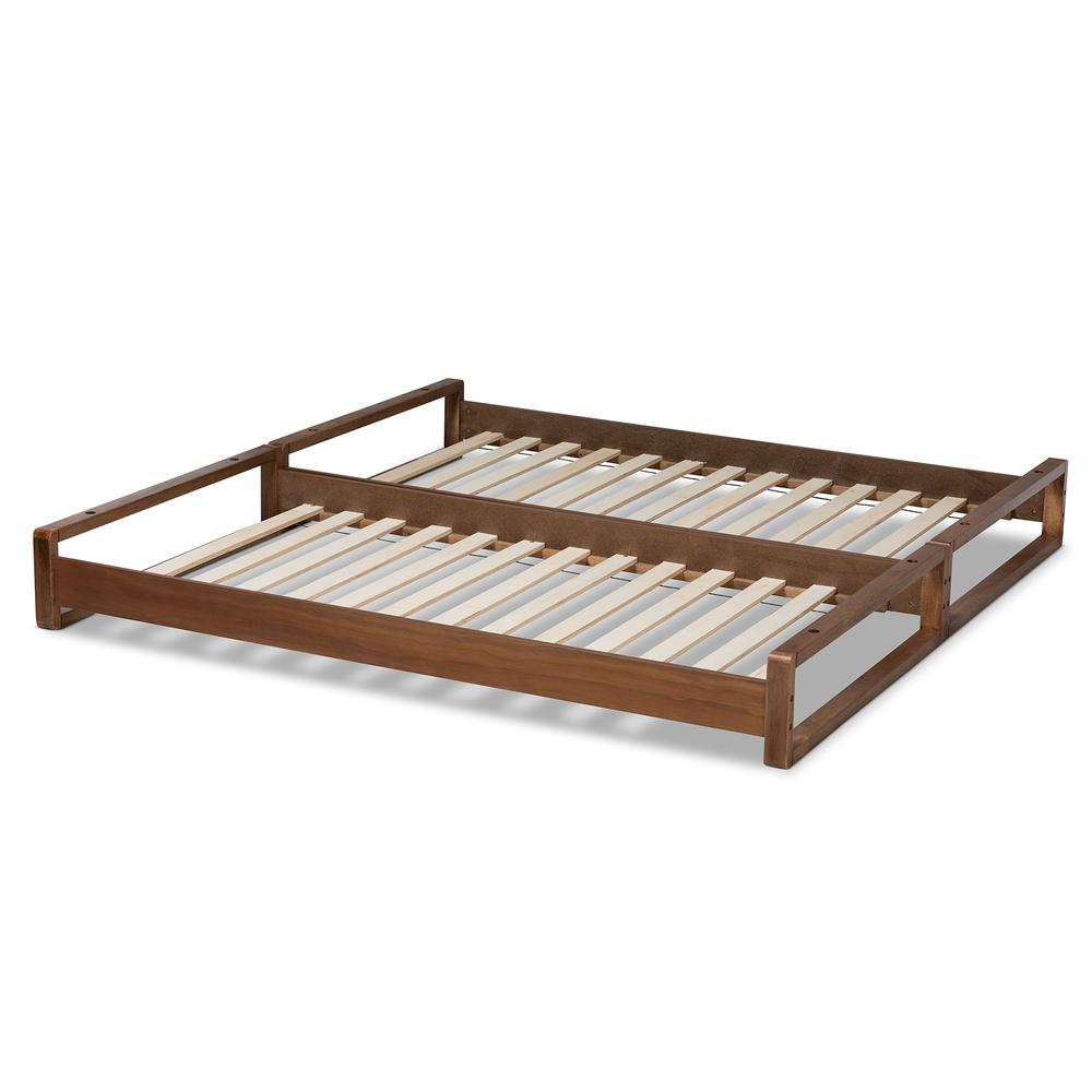 Walnut Finished Wood Expandable Twin Size to King Size Bed Frame. Picture 16