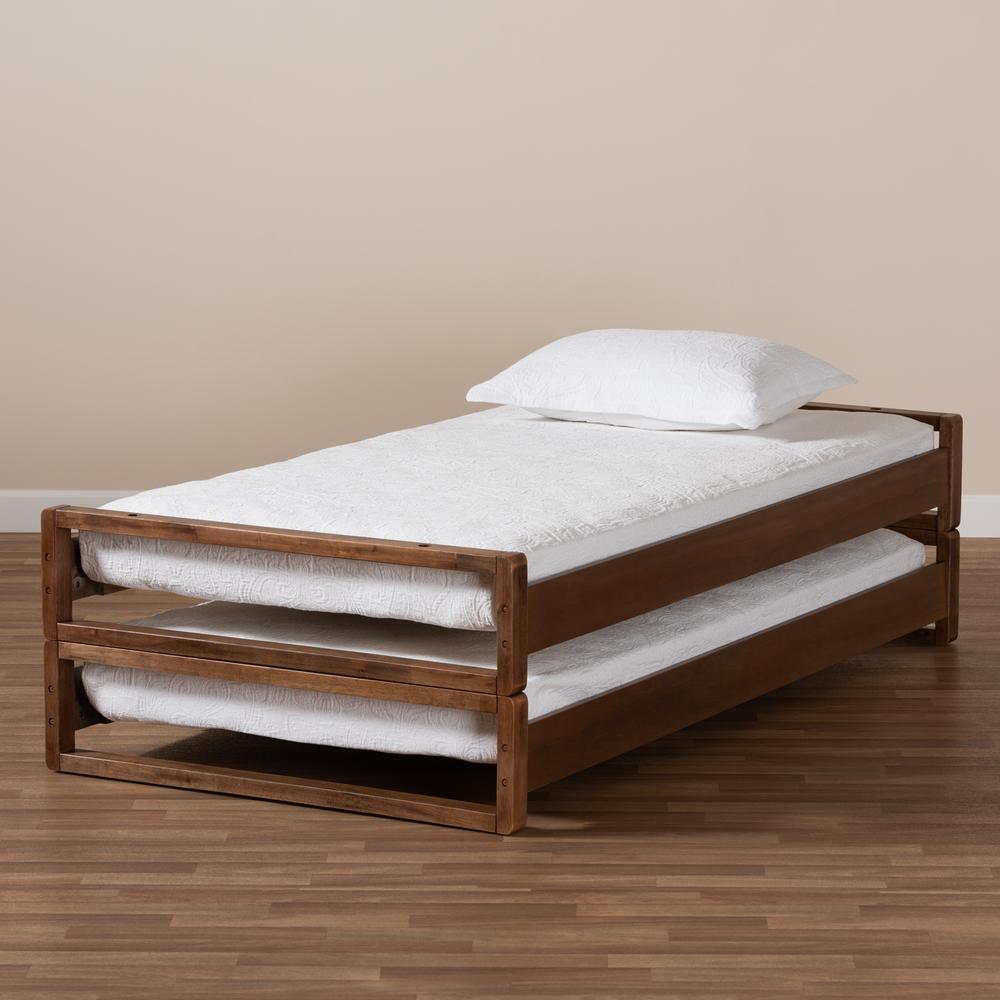 Walnut Finished Wood Expandable Twin Size to King Size Bed Frame. Picture 20