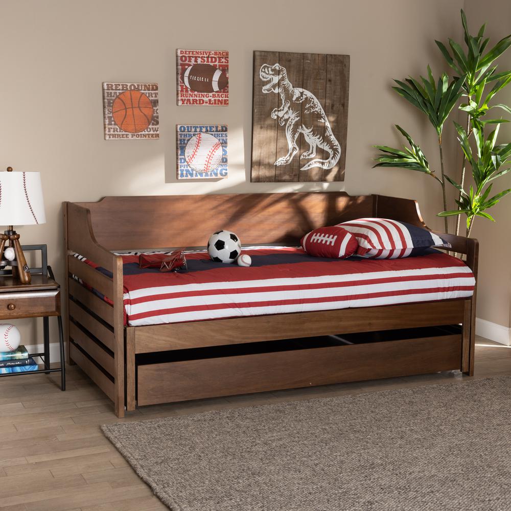 Brown Finished Expandable Twin Size to King Size Daybed with Storage Drawer. Picture 21