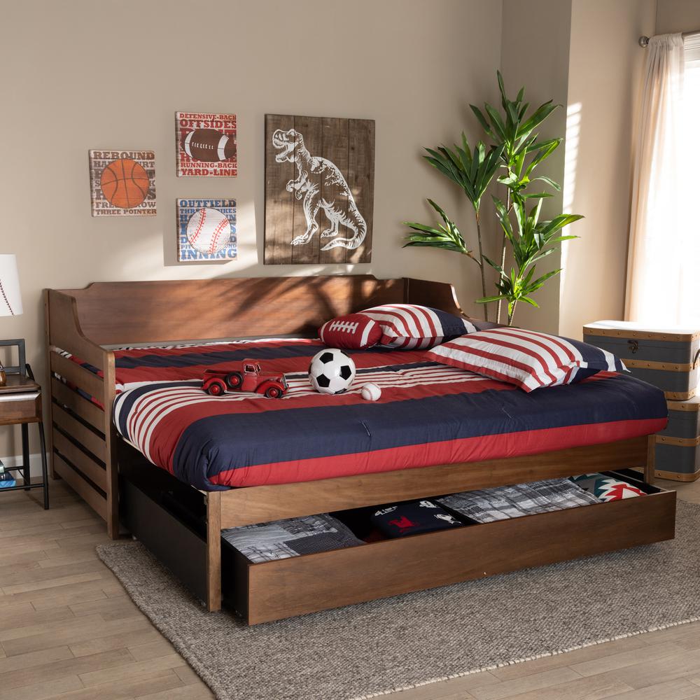 Brown Finished Expandable Twin Size to King Size Daybed with Storage Drawer. Picture 22