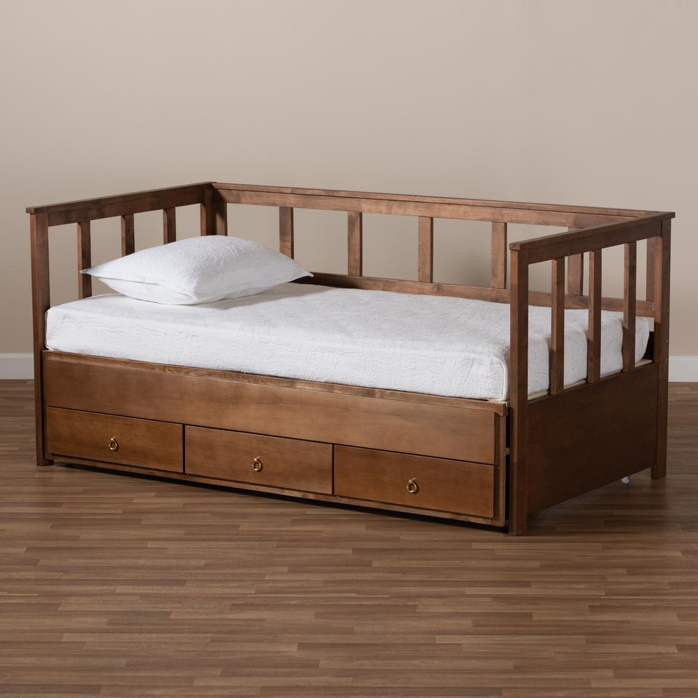 Brown Finished Expandable Twin Size to King Size Daybed with Storage Drawers. Picture 28