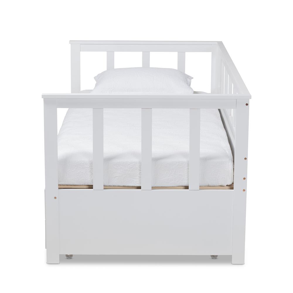 White Finished Expandable Twin Size to King Size Daybed with Storage Drawers. Picture 16