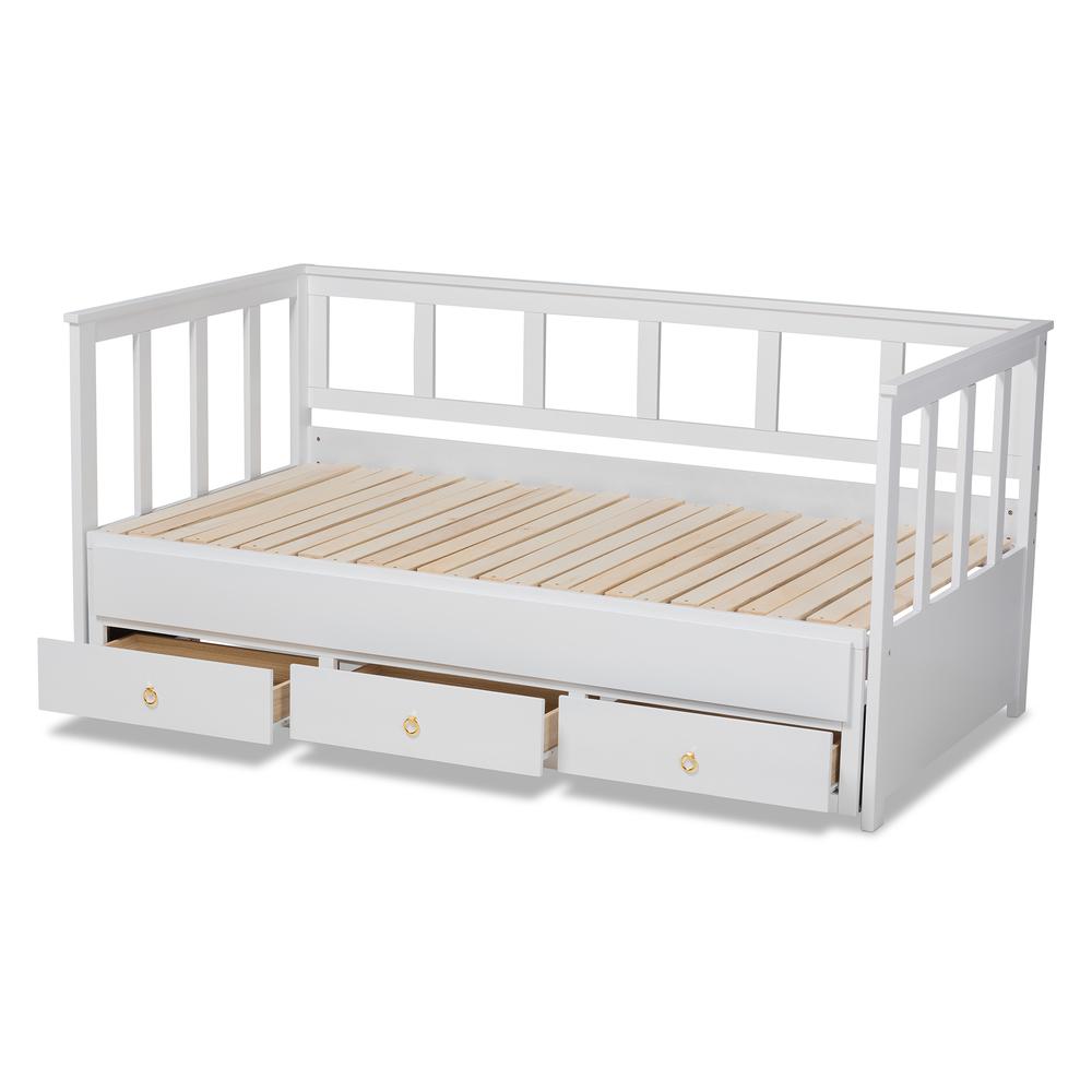 White Finished Expandable Twin Size to King Size Daybed with Storage Drawers. Picture 18