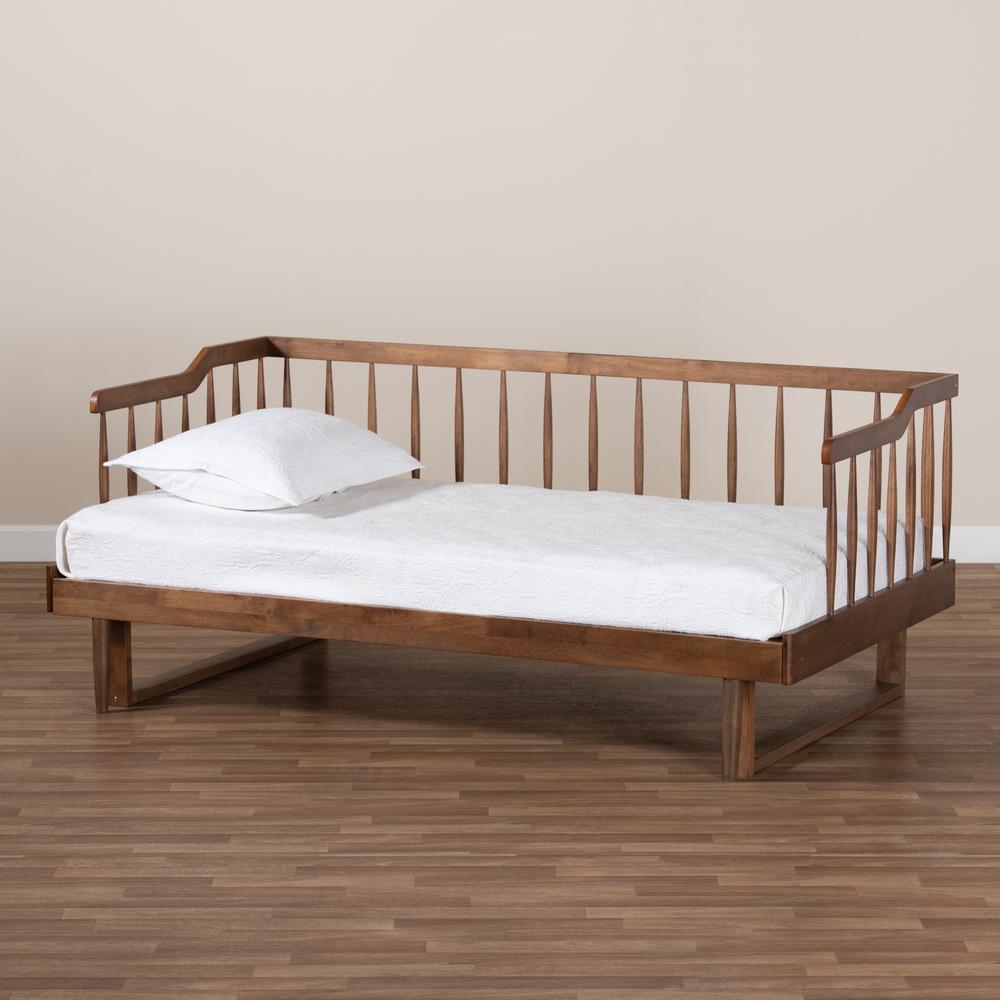 Walnut Brown Finished Wood Expandable Twin Size to King Size Spindle Daybed. Picture 21
