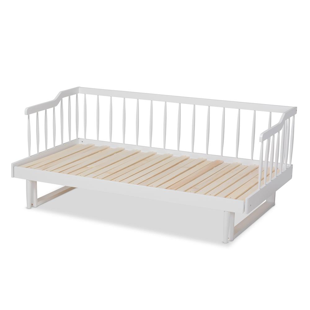 White Finished Wood Expandable Twin Size to King Size Spindle Daybed. Picture 16
