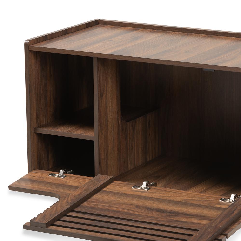 Claire Modern and Contemporary Walnut Brown Finished Cat Litter Box Cover House. Picture 12