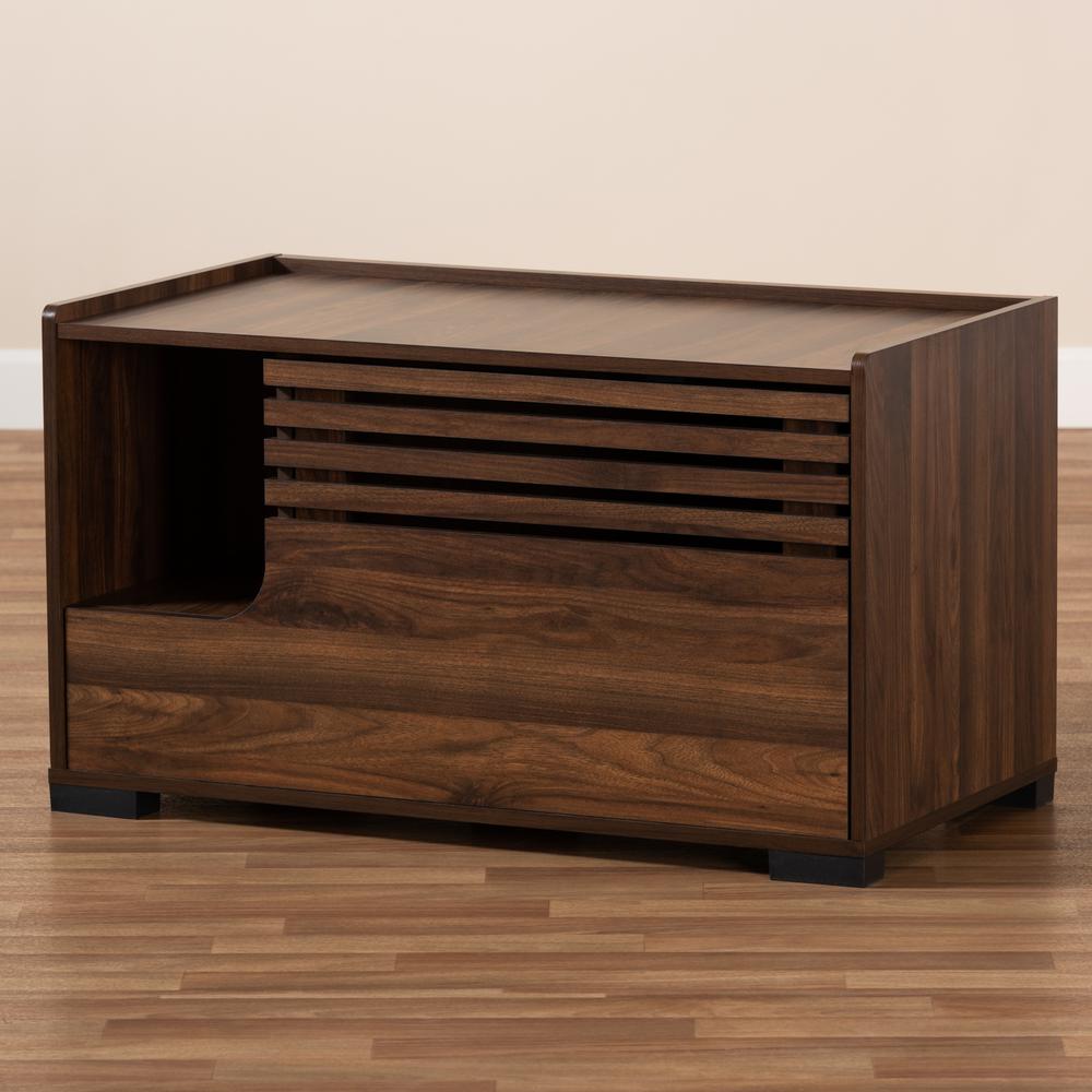 Claire Modern and Contemporary Walnut Brown Finished Cat Litter Box Cover House. Picture 17