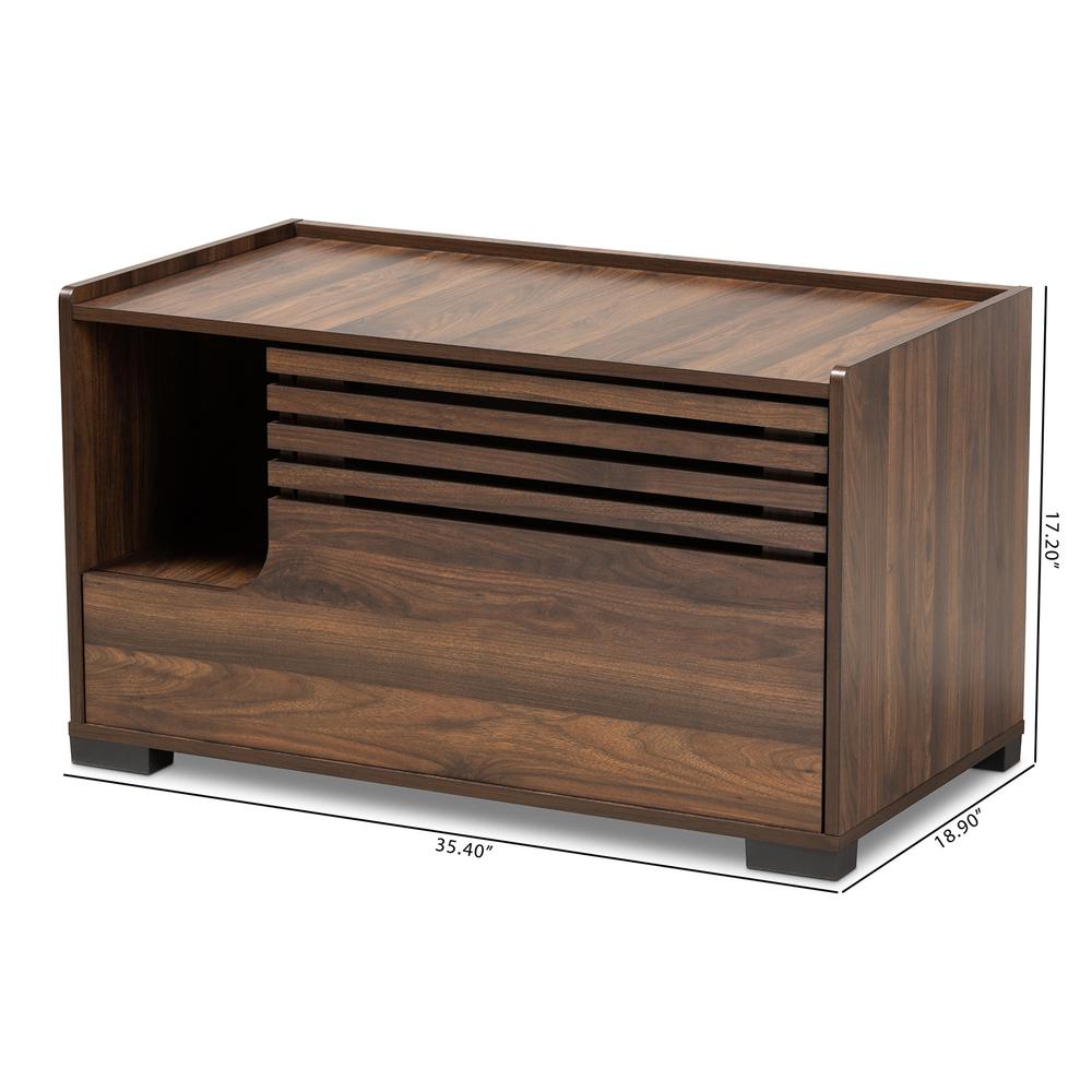 Claire Modern and Contemporary Walnut Brown Finished Cat Litter Box Cover House. Picture 18