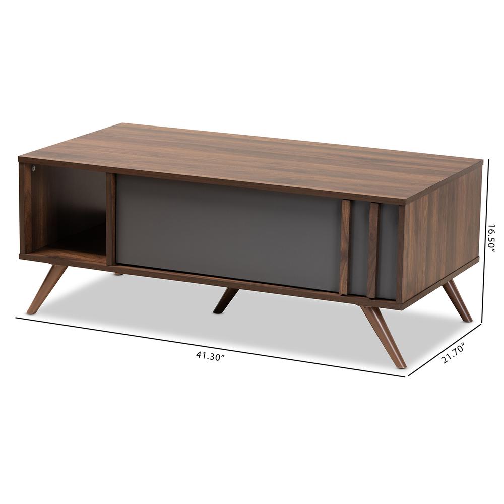 Two-Tone Grey and Walnut Finished Wood 1-Drawer Coffee Table. Picture 20