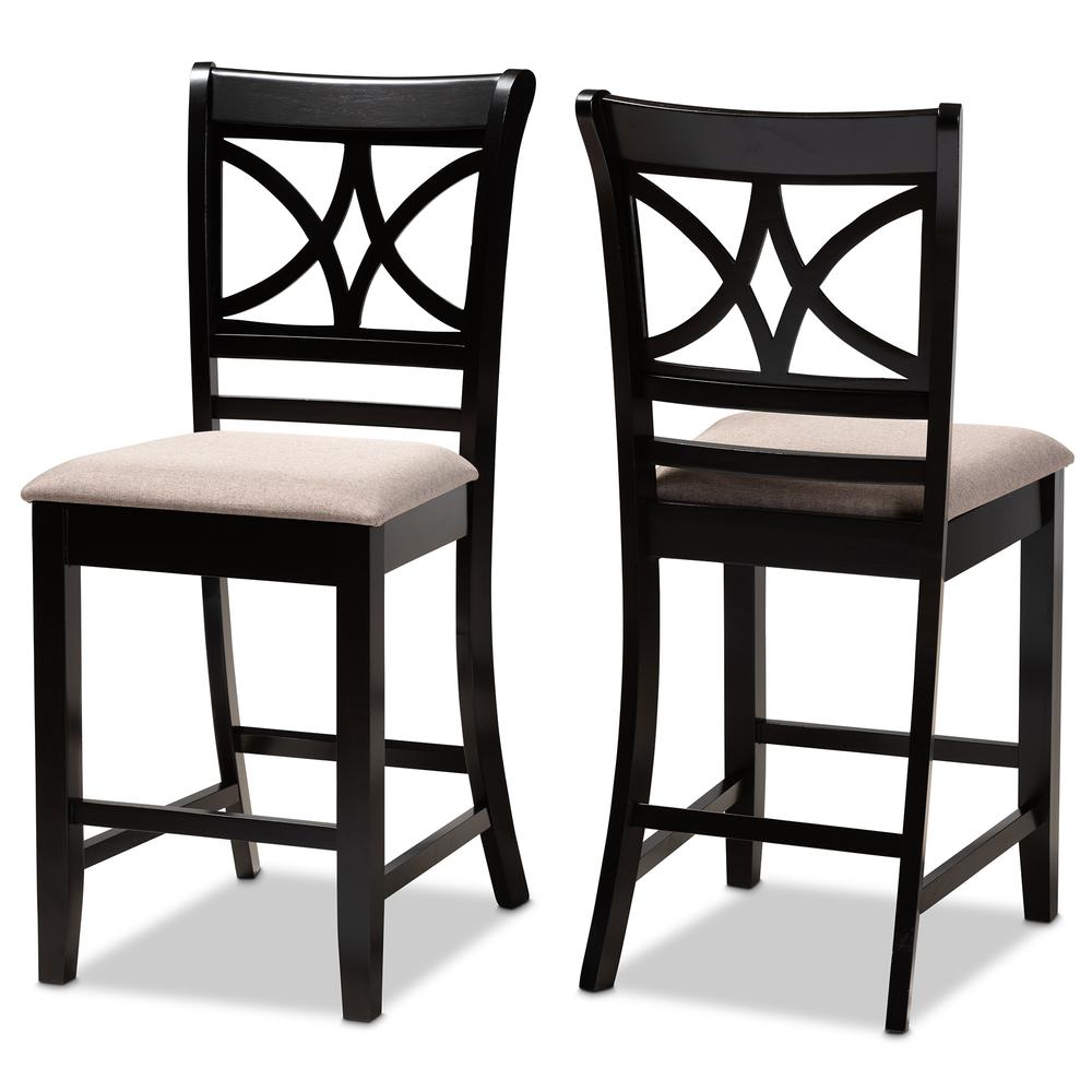 Espresso Brown Finished Wood 2-Piece Counter Height Pub Chair Set. Picture 9