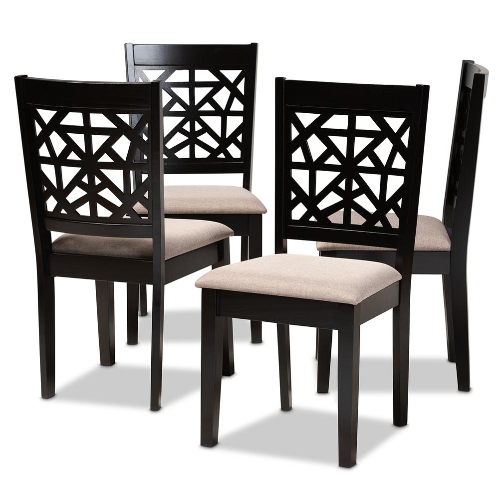 Espresso Brown Finished Wood 4-Piece Dining Chair Set. Picture 8