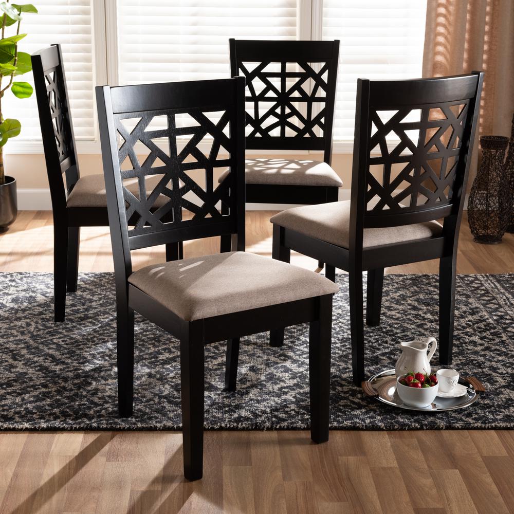 Espresso Brown Finished Wood 4-Piece Dining Chair Set. Picture 12
