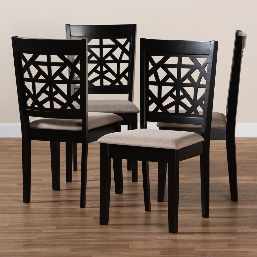 Espresso Brown Finished Wood 4-Piece Dining Chair Set. Picture 13
