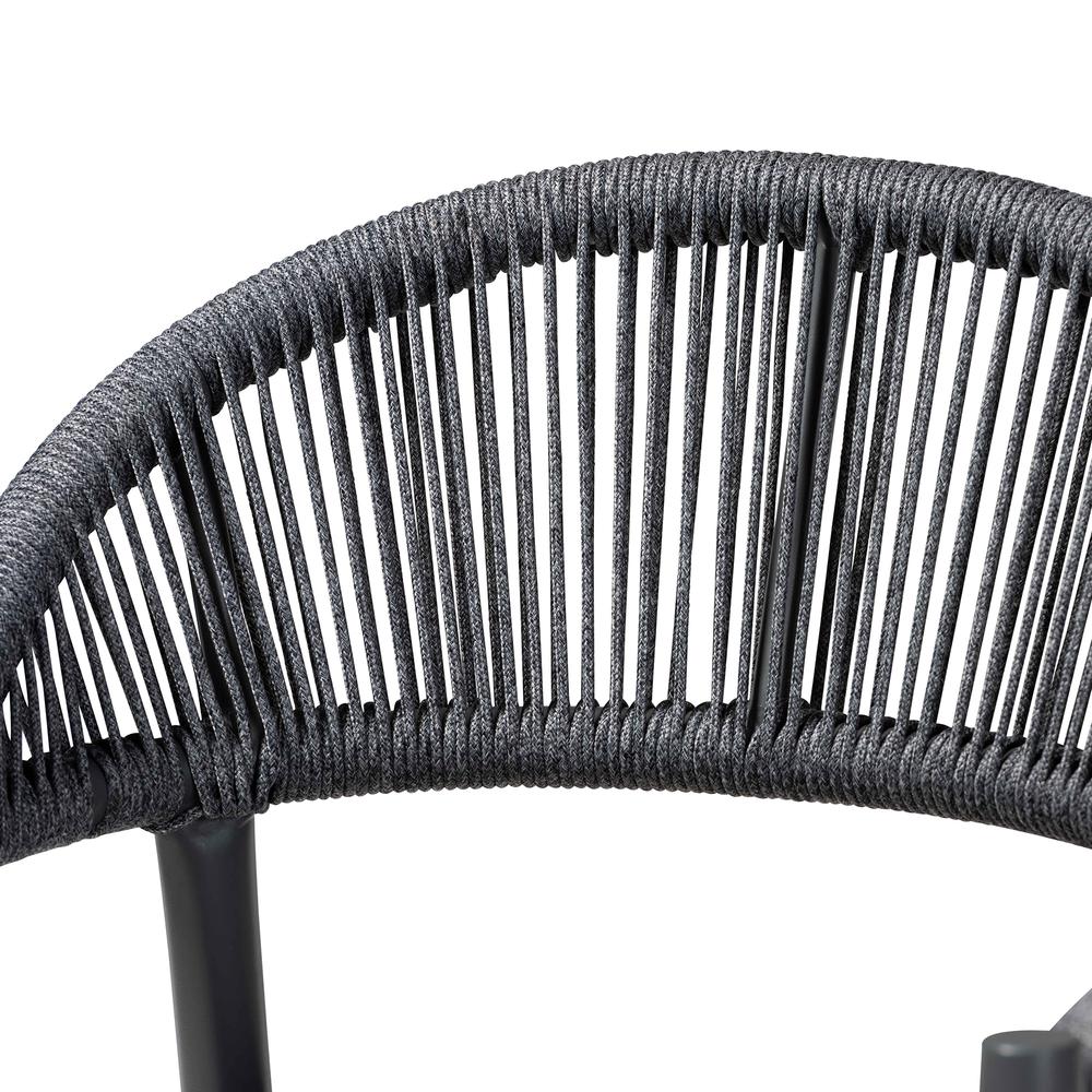 Wendell Modern and Contemporary Grey Finished Rope and Metal Outdoor Bar Stool. Picture 15