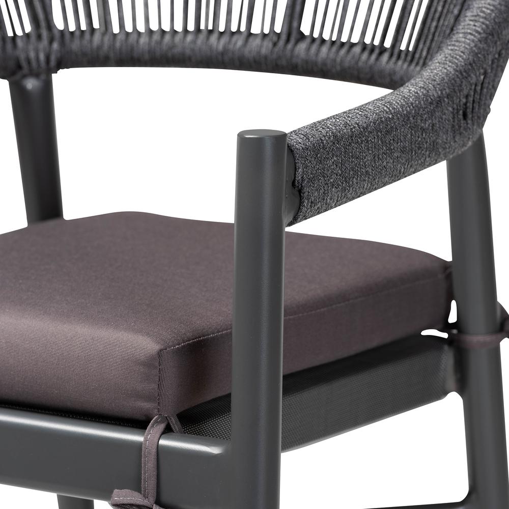 Wendell Modern and Contemporary Grey Finished Rope and Metal Outdoor Bar Stool. Picture 16