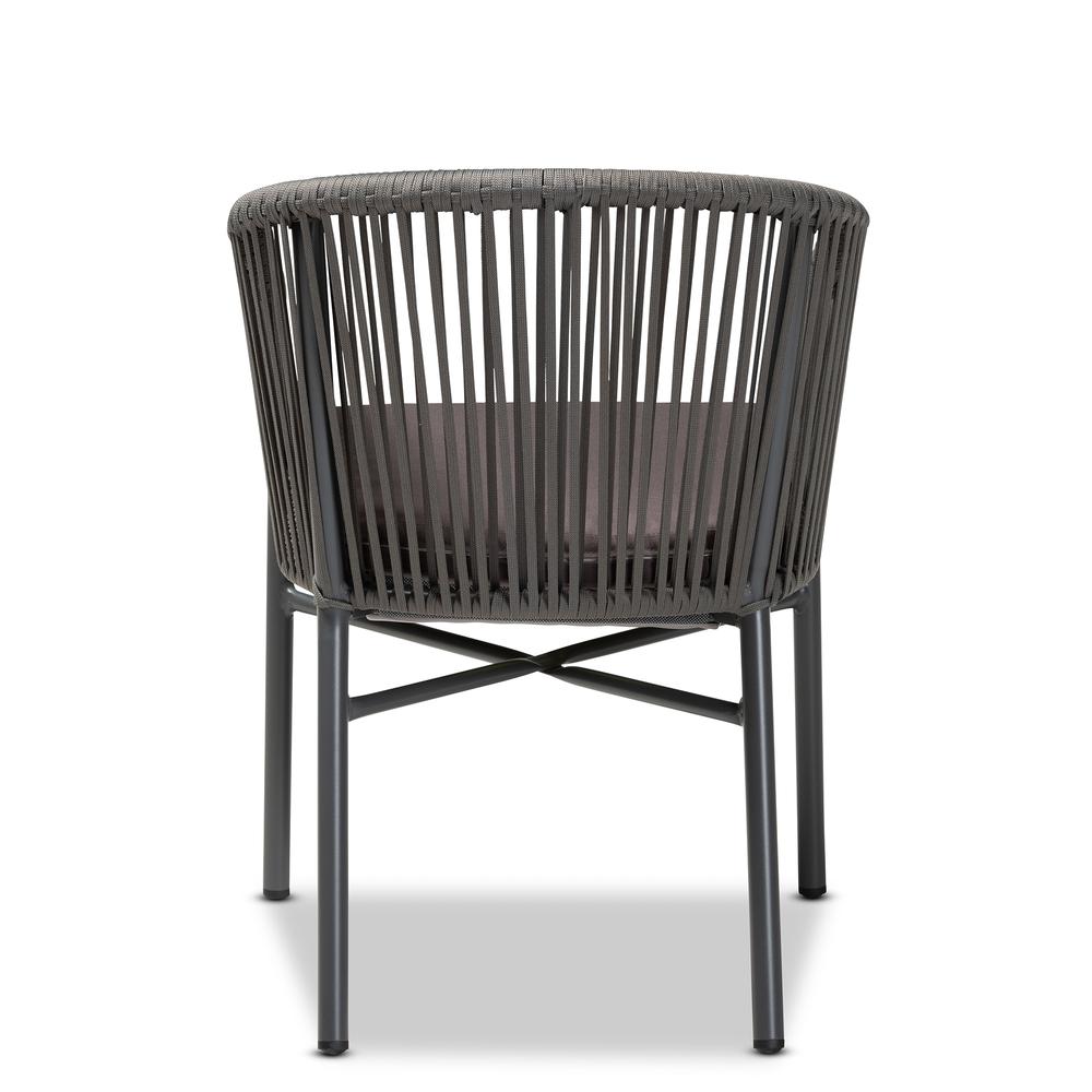 Marcus Modern and Contemporary Grey Finished Rope and Metal Outdoor Dining Chair. Picture 13