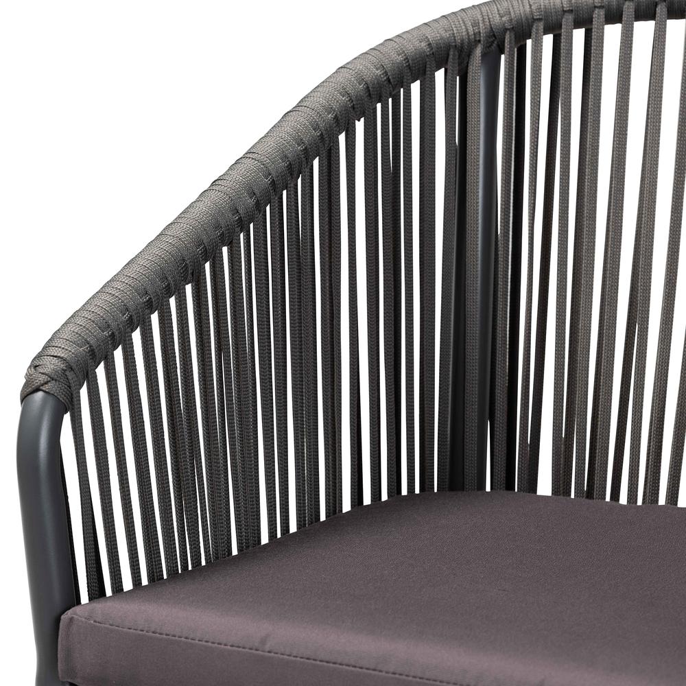 Marcus Modern and Contemporary Grey Finished Rope and Metal Outdoor Dining Chair. Picture 14