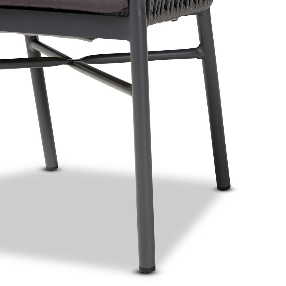 Marcus Modern and Contemporary Grey Finished Rope and Metal Outdoor Dining Chair. Picture 15