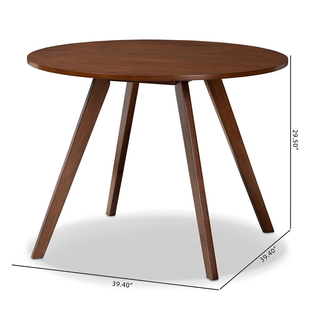 Transitional Walnut Brown Finished Round Wood Dining Table. Picture 12