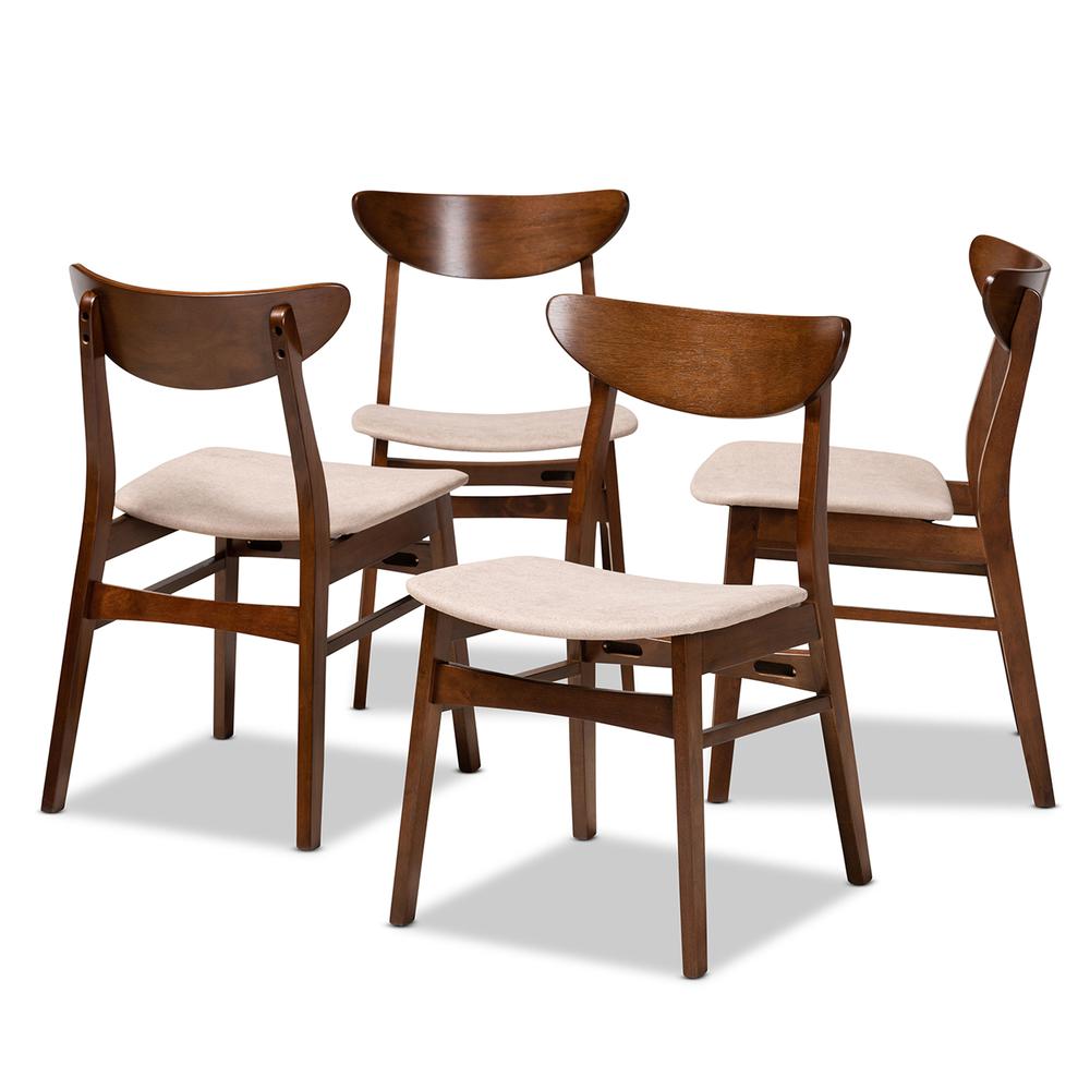 Walnut Brown Finished Wood 4-Piece Dining Chair Set. Picture 7