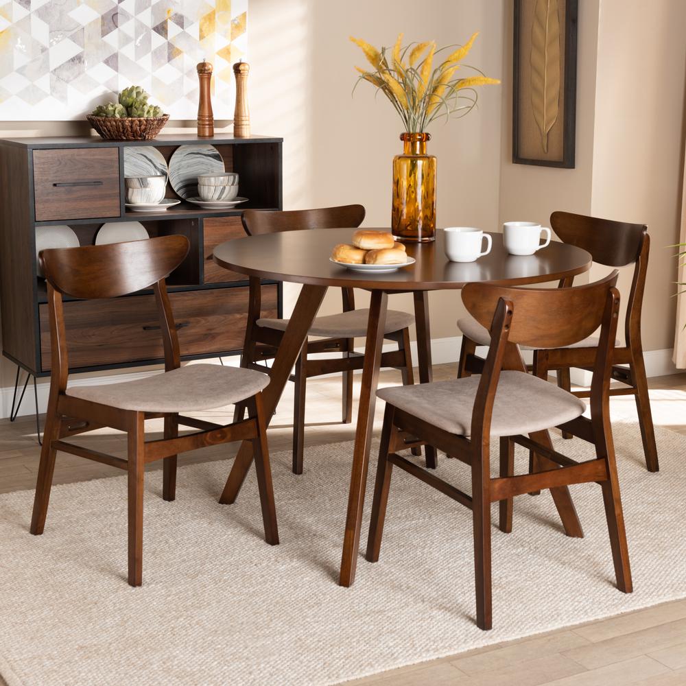 Walnut Brown Finished Wood 5-Piece Dining Set. Picture 14
