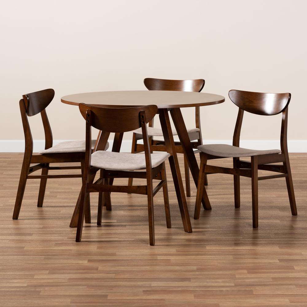 Walnut Brown Finished Wood 5-Piece Dining Set. Picture 15