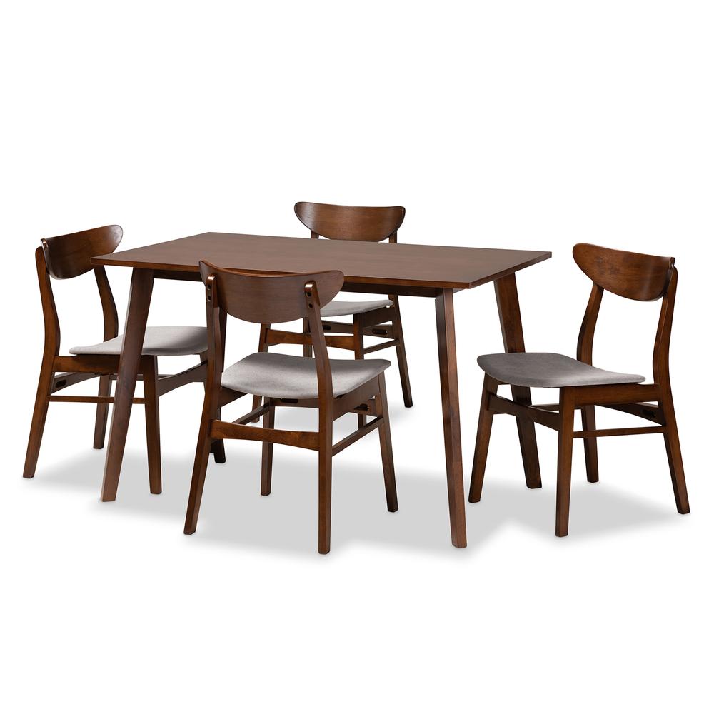 Walnut Brown Finished Wood 5-Piece Dining Set. Picture 9