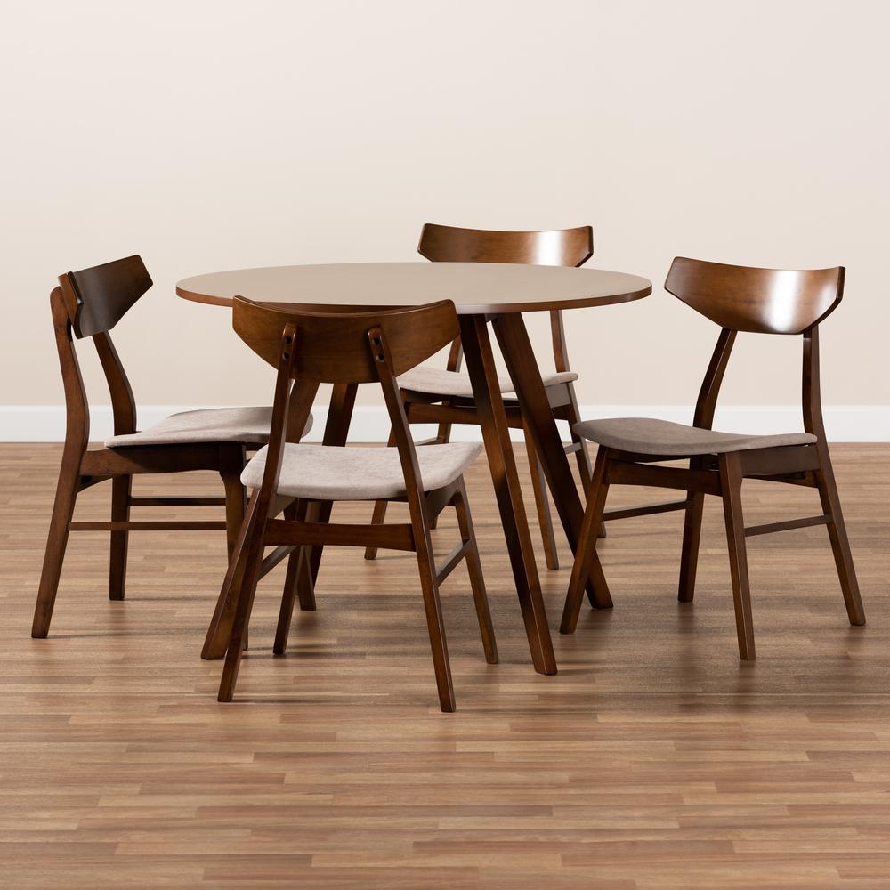 Walnut Brown Finished Wood 5-Piece Dining Set. Picture 15